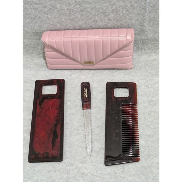 Revlon Grooming Set Tool‎ Kit with Pink Pouch  Comb Shaping Set Vintage - Picture 9 of 10